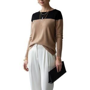 Club Monaco Cashmere Colorblock Sweater Tan Black Sz S